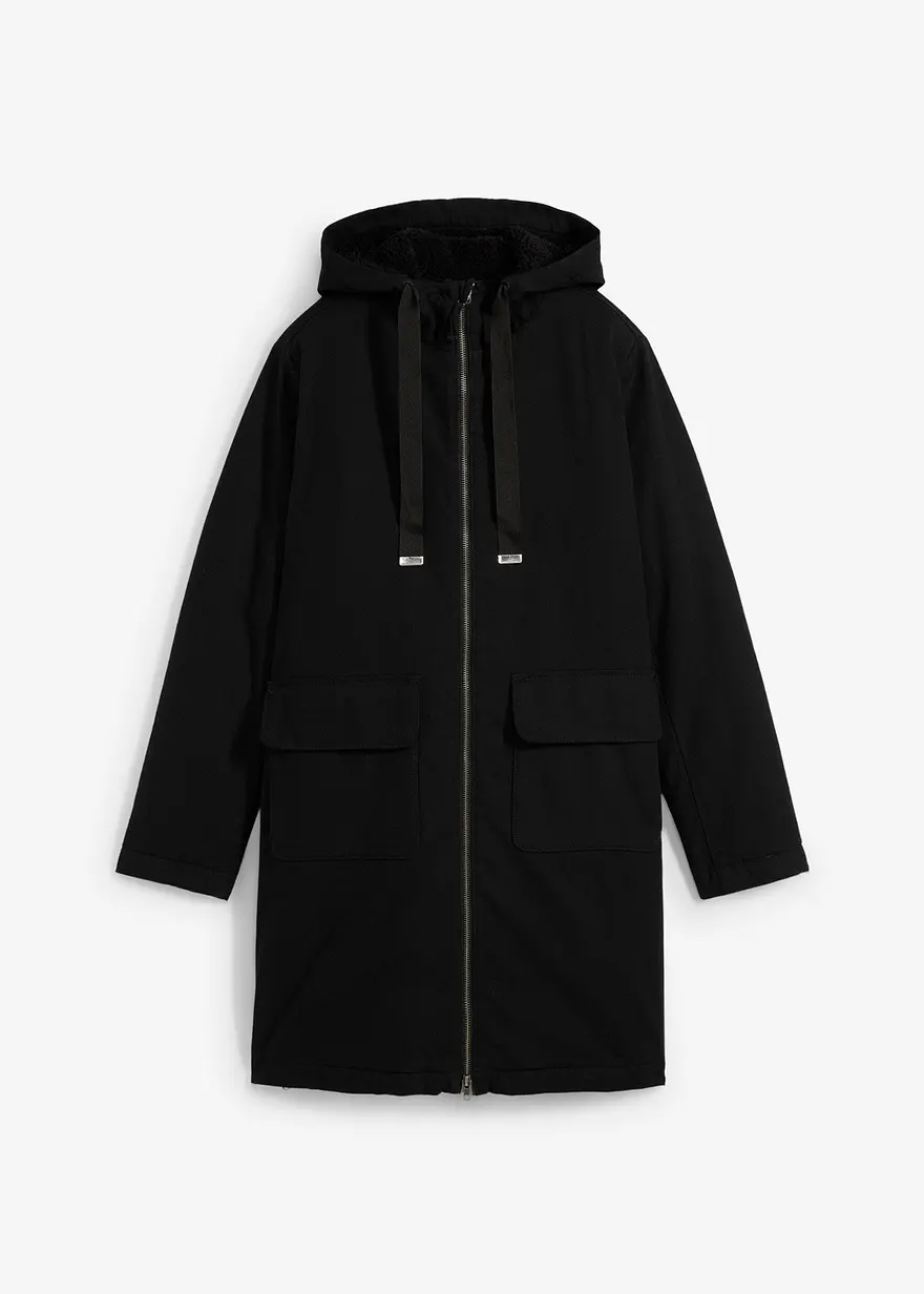 warm wattierter Winterparka mit Teddyfutter in Kapuze