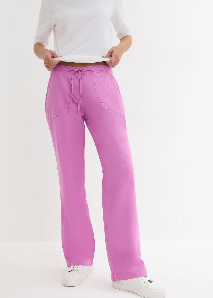 Leinen-Hose mit weitem Bein
