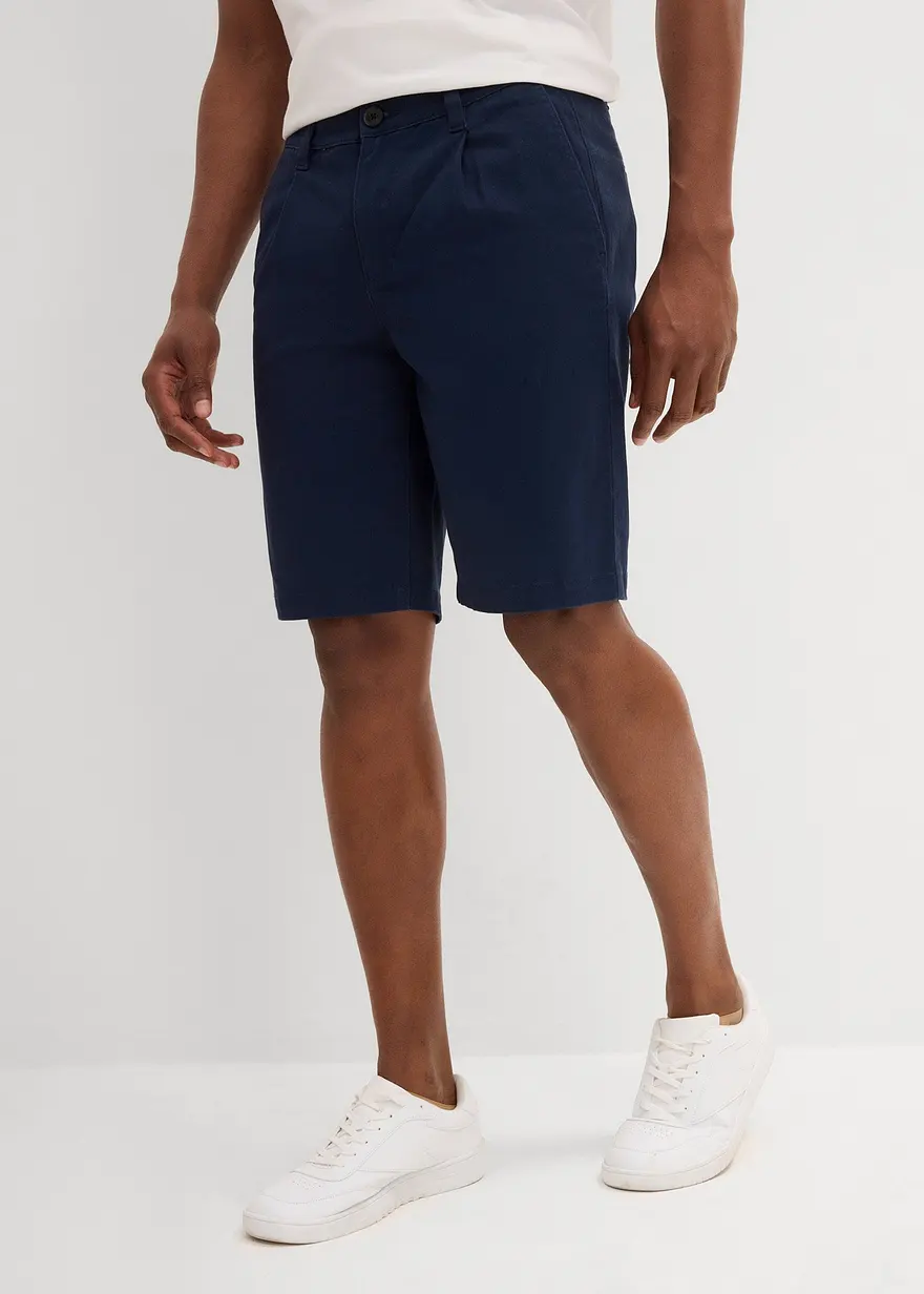 Regular Fit Stretch-Bermuda mit Bundfalte