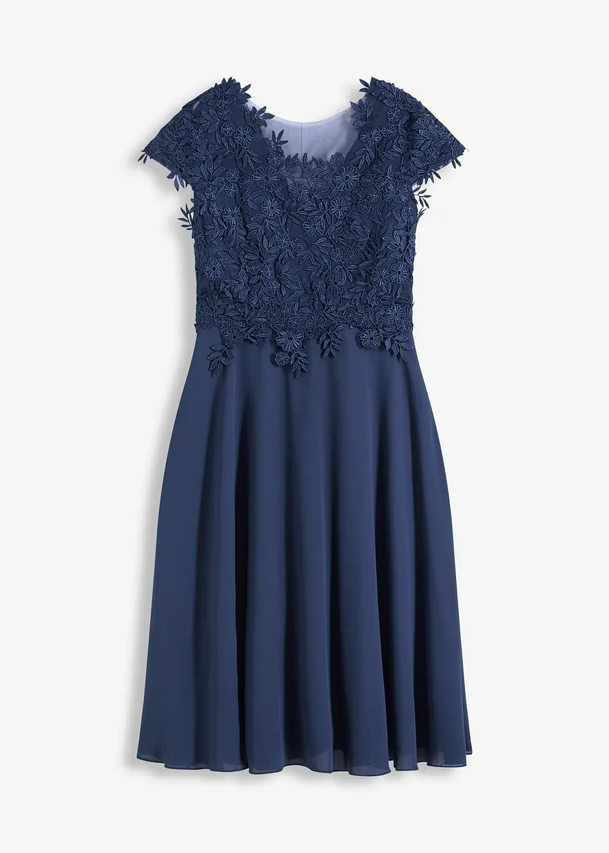 Midikleid aus zartem Tüll mit Spitze