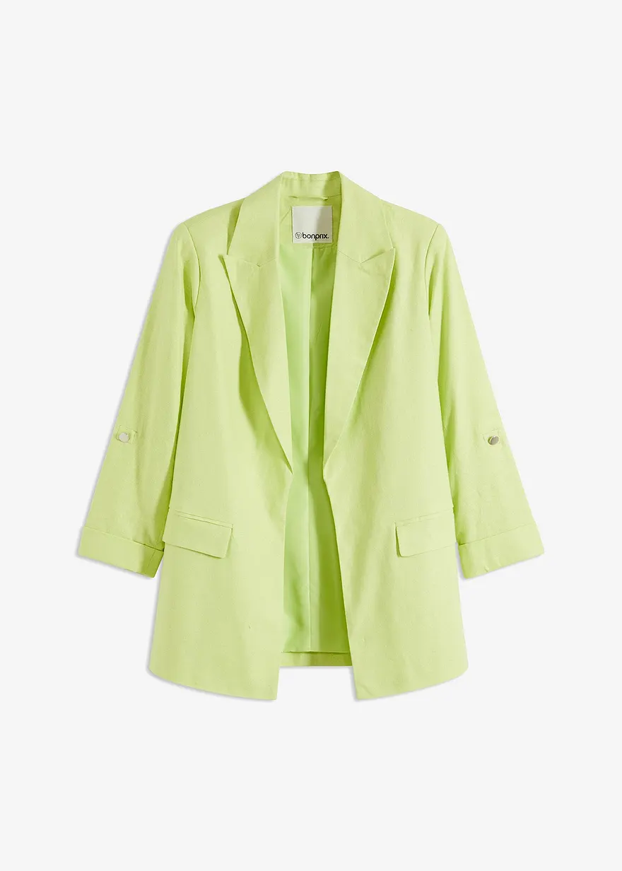 Leinen Blazer mit gerafften Ärmeln