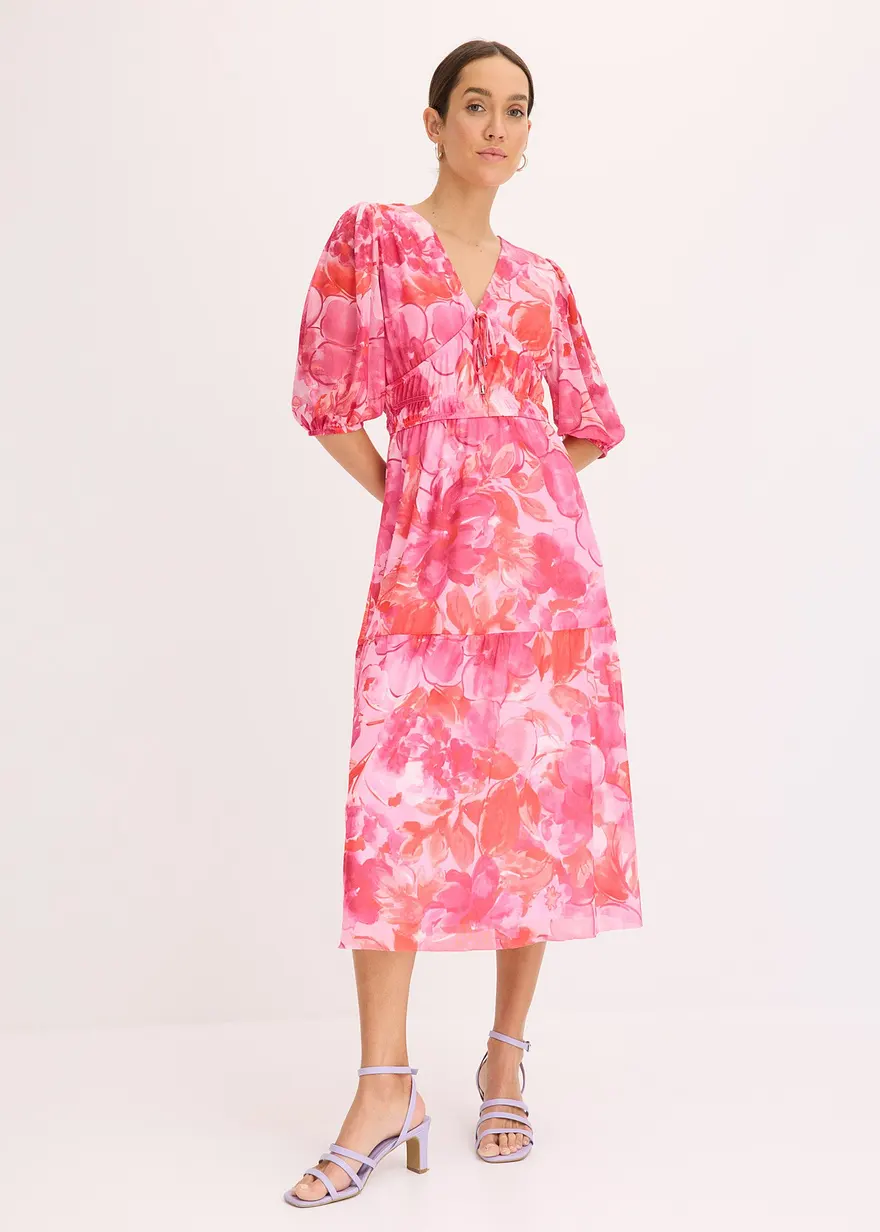 bedrucktes Mesh-Midikleid