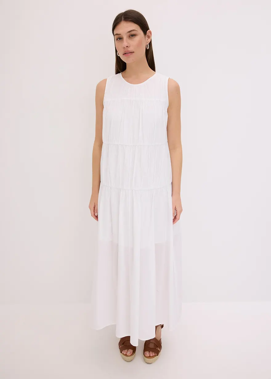 Maxikleid mit Raffungen aus Baumwolle