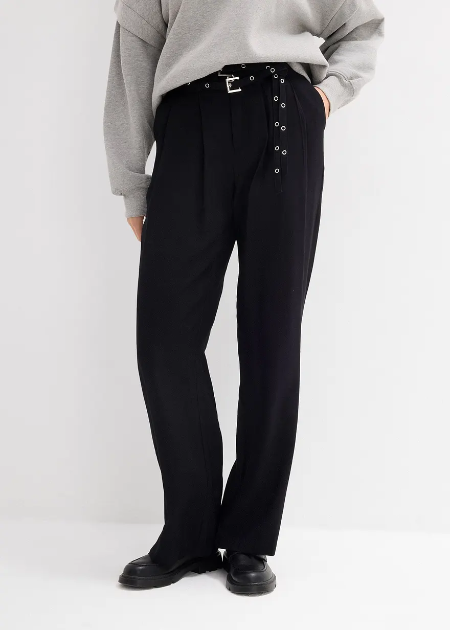Bundfaltenhose aus fließender Viskose