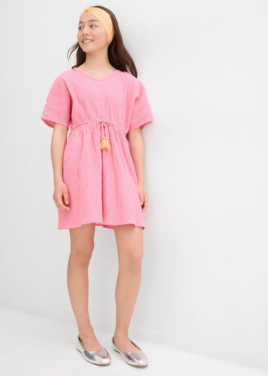 Kaftan-Kleid aus strukturiertem Crinkle