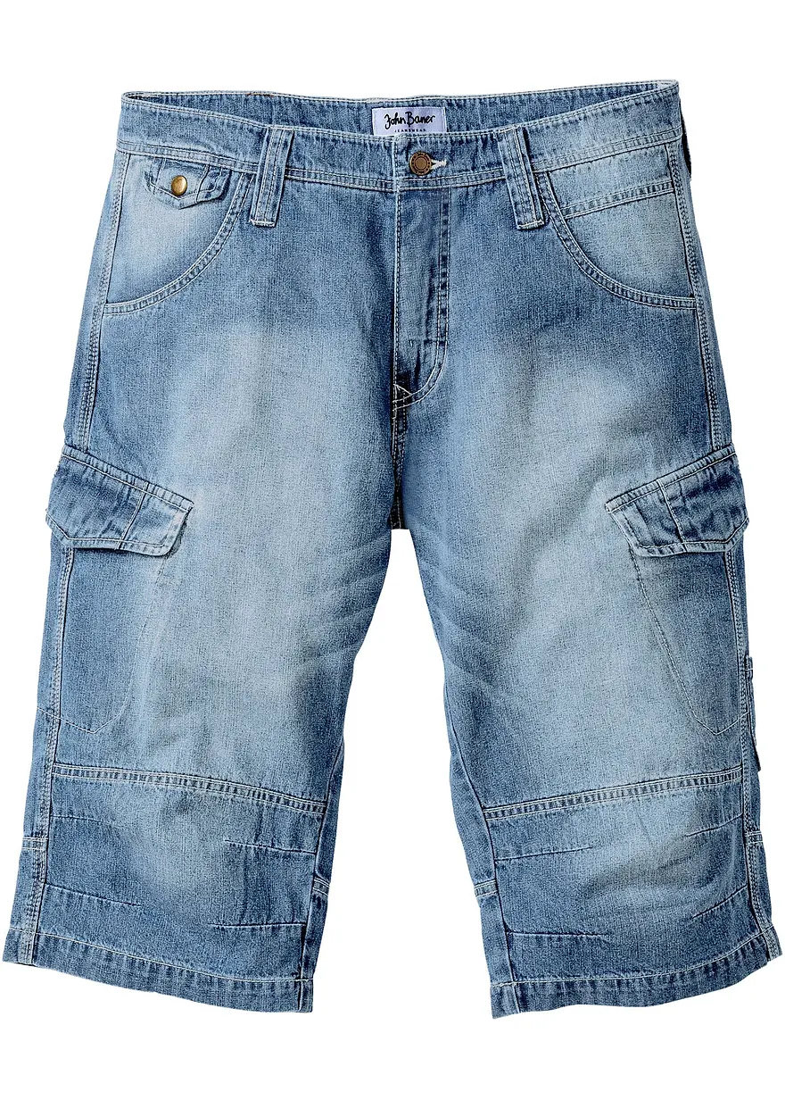Leichte Jeans-Long-Cargobermuda, Relaxed Fit