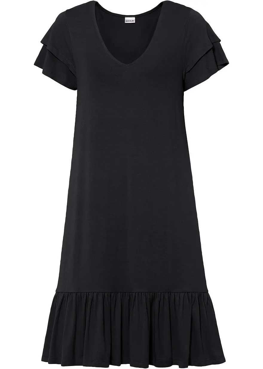 Jerseykleid mit Volant aus Viskose-Mix