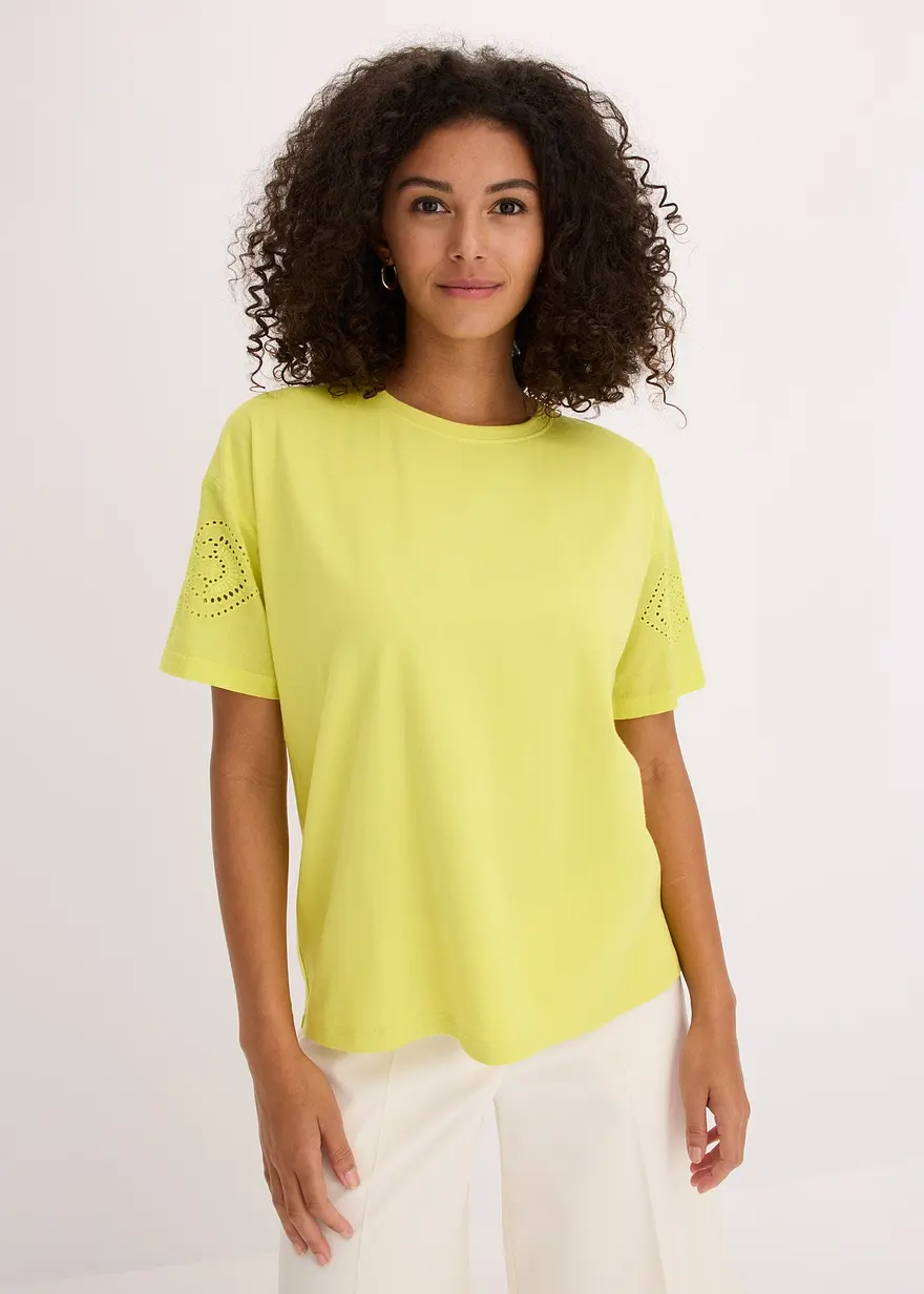 T-Shirt mit Lochstickerei