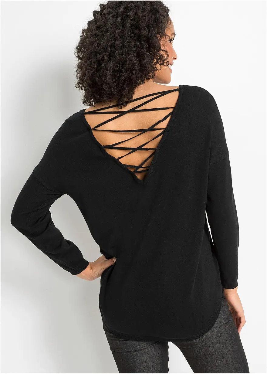 Feinstrickpullover mit Schnürung