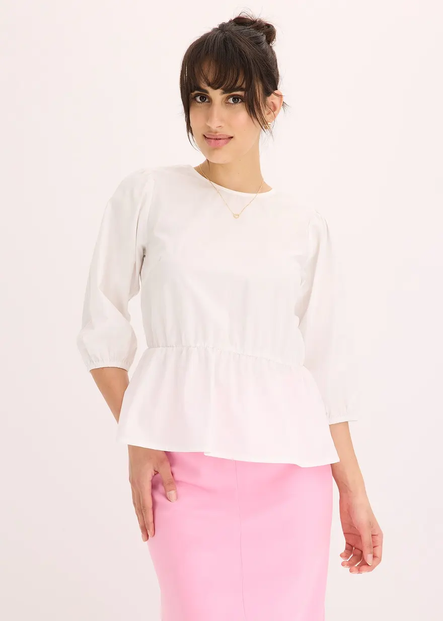Bluse mit Puffärmeln und Rückenausschnitt