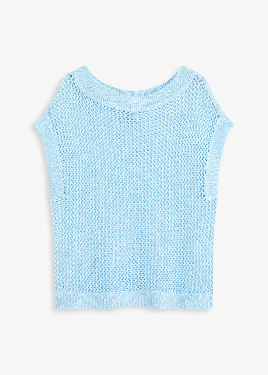 Ajour Pullover aus glänzendem Bändchengarn