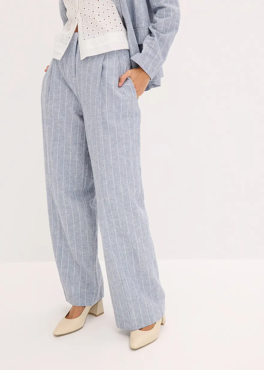 Bundfaltenhose mit Leinenanteil