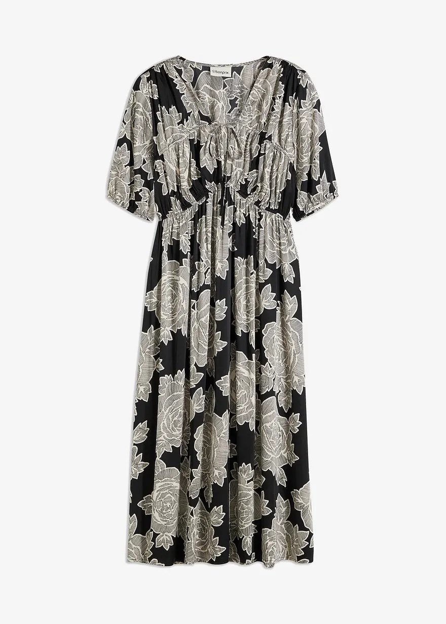 bedrucktes Midikleid aus fließendem Satin