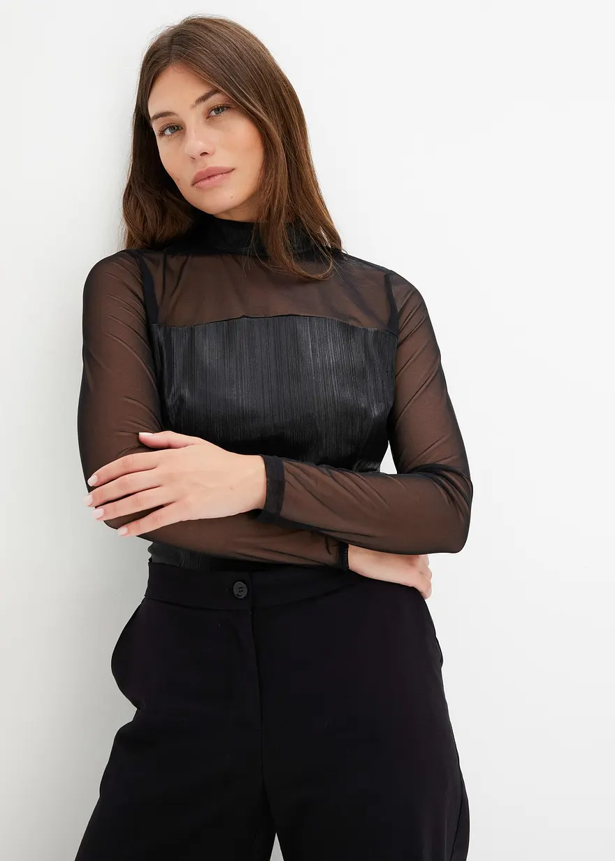 Langarmshirt mit Glanzeffekt