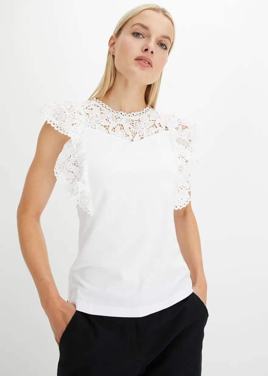Shirt mit Spitze und Volants