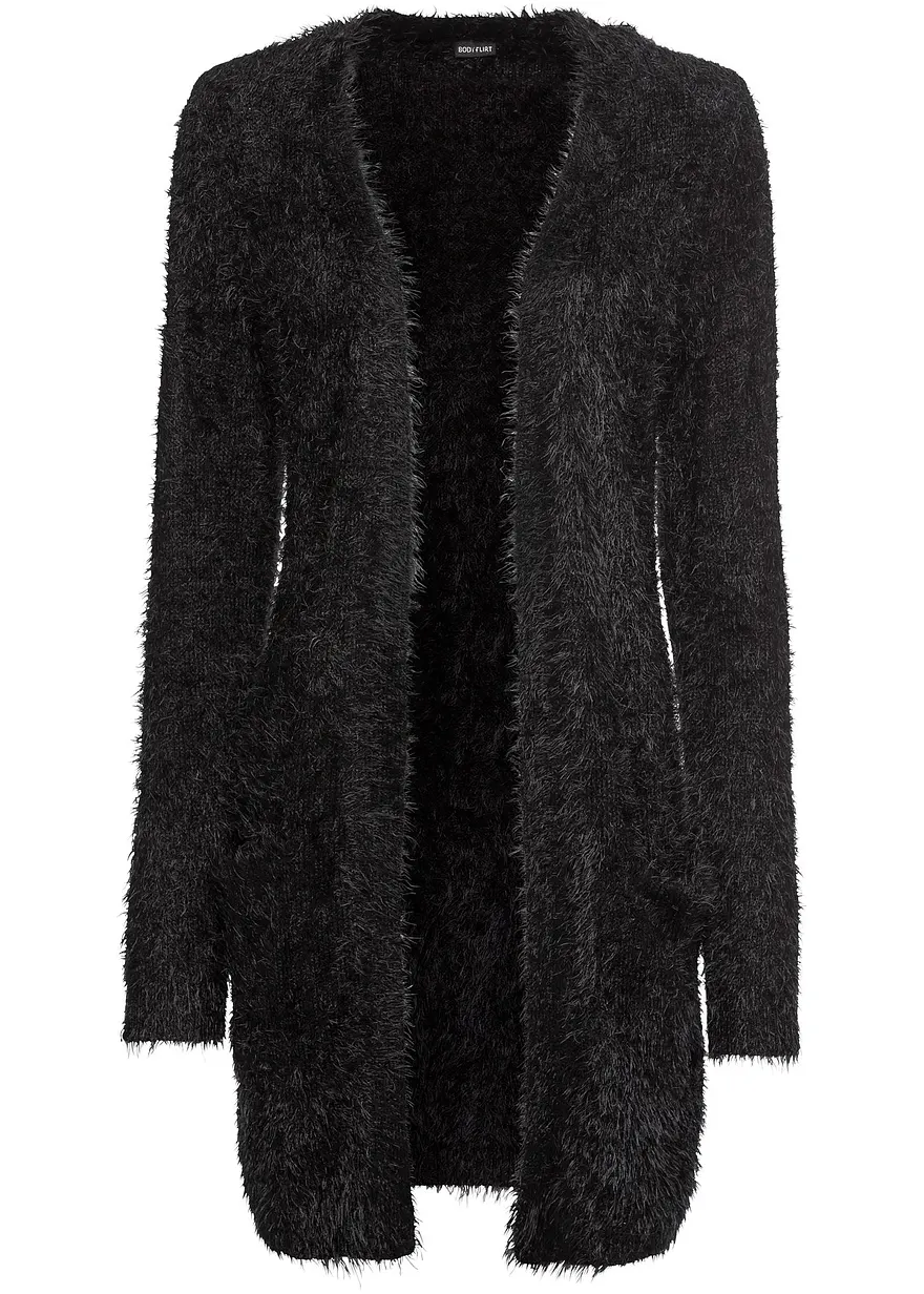 Longstrickjacke in Flauschoptik