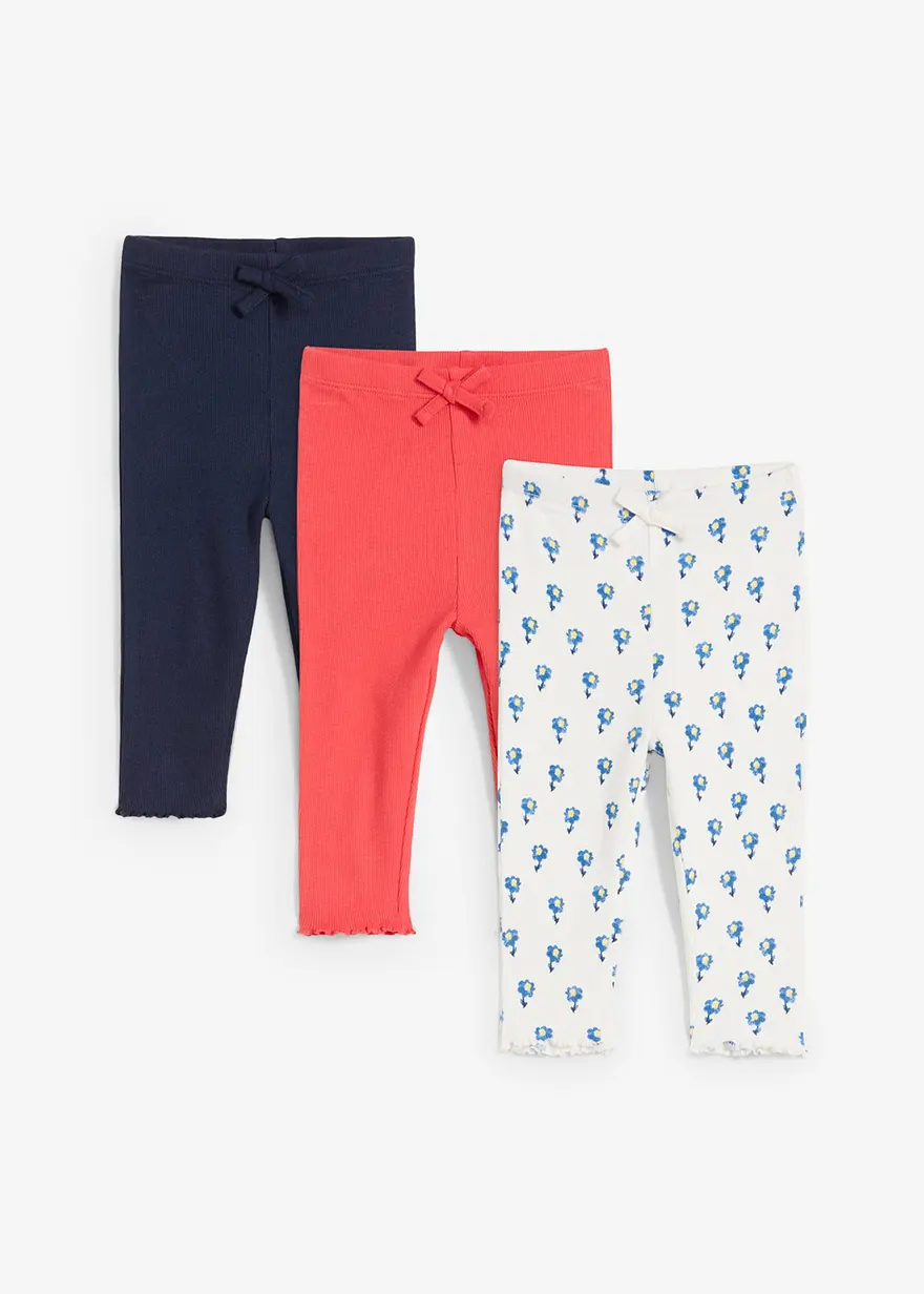 Gerippte Leggings aus Bio-Baumwolle (3er Pack)