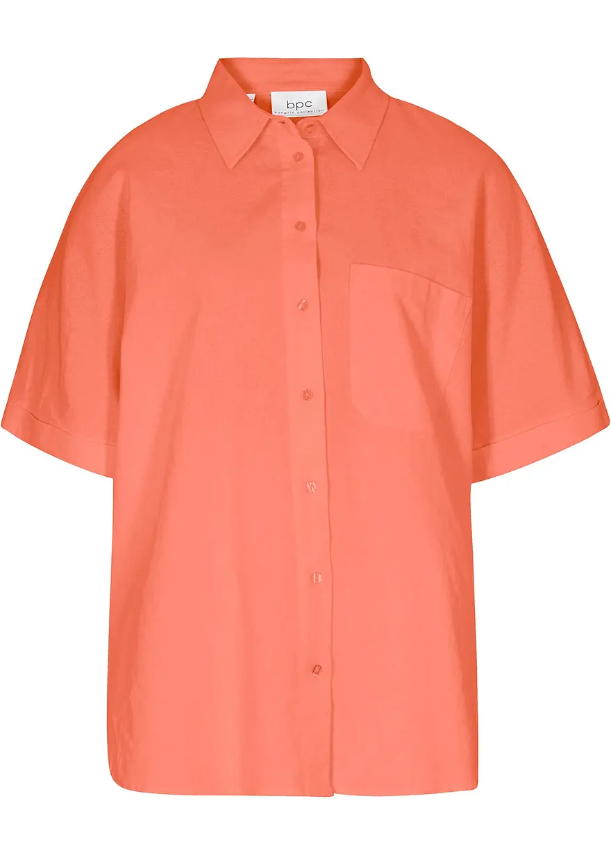 Oversize Halbarmbluse mit Leinen