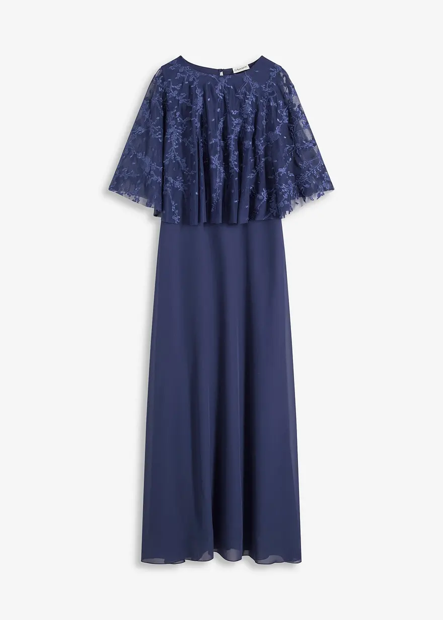 Chiffonkleid mit floraler Stickerei