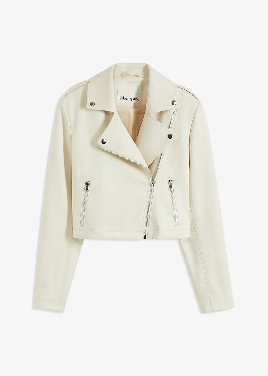 Cropped wildlederimitat Jacke