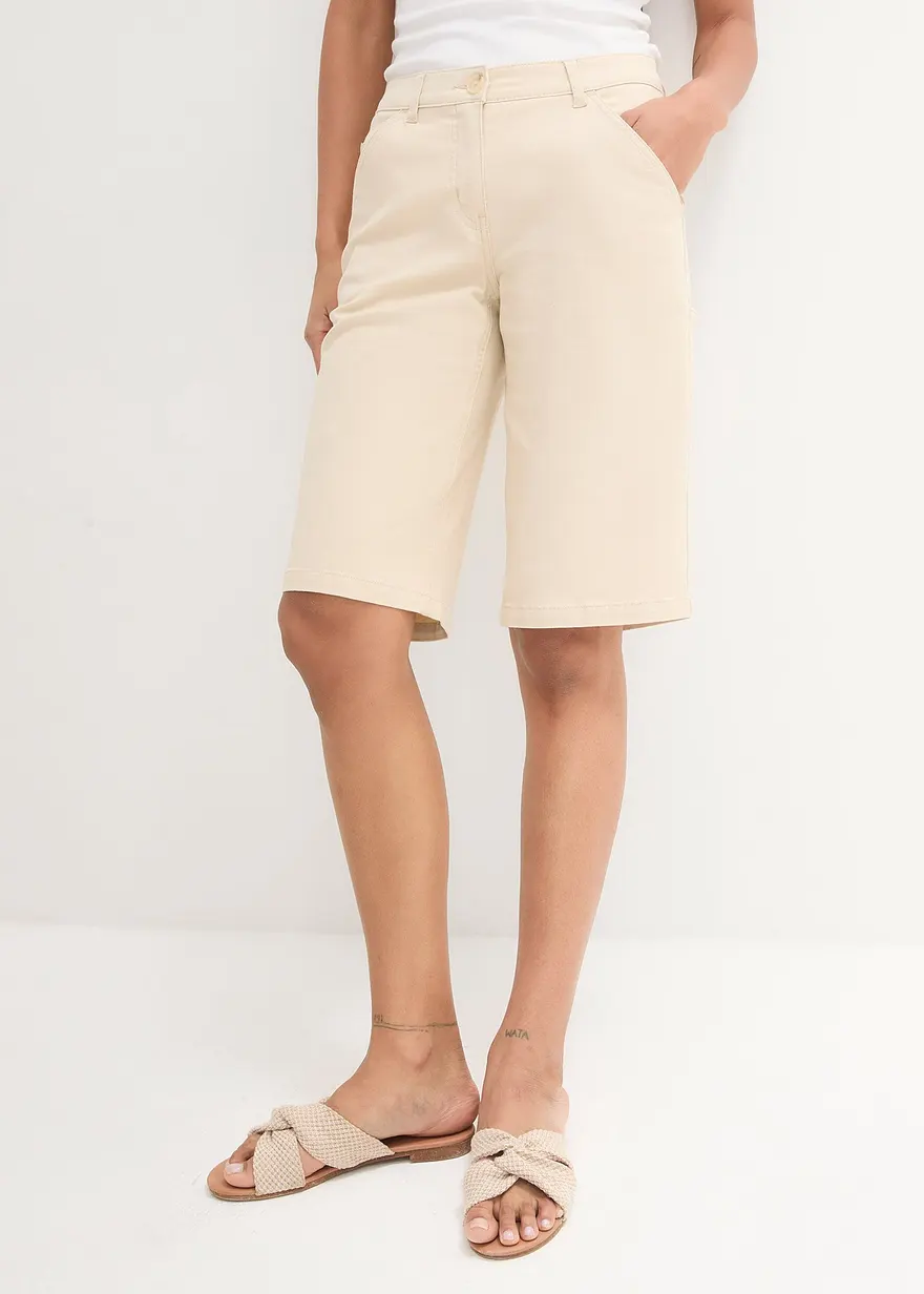 Knielange Baumwoll-Bermuda mit Utility-Details