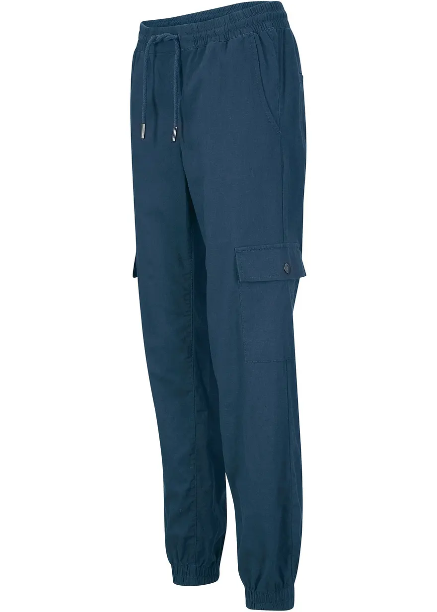 Knöchelfreie Cargohose mit Leinen