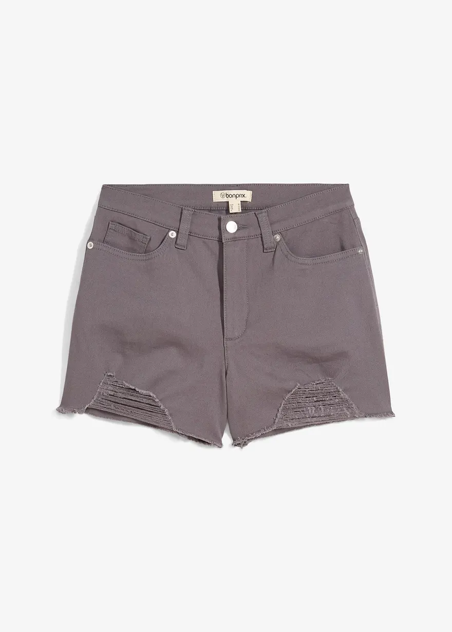 Highwaist-Shorts aus Twill