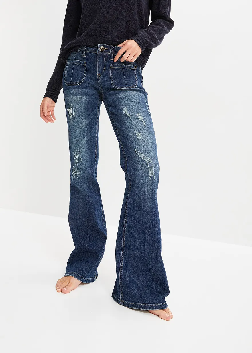 Flared Jeans Low Waist, Stretch