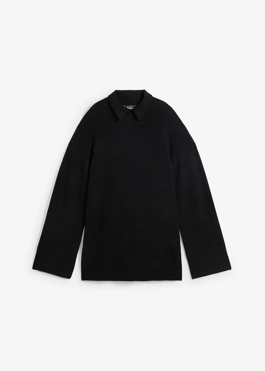 Oversize Pullover mit Turtleneck und Seitenschlitzen