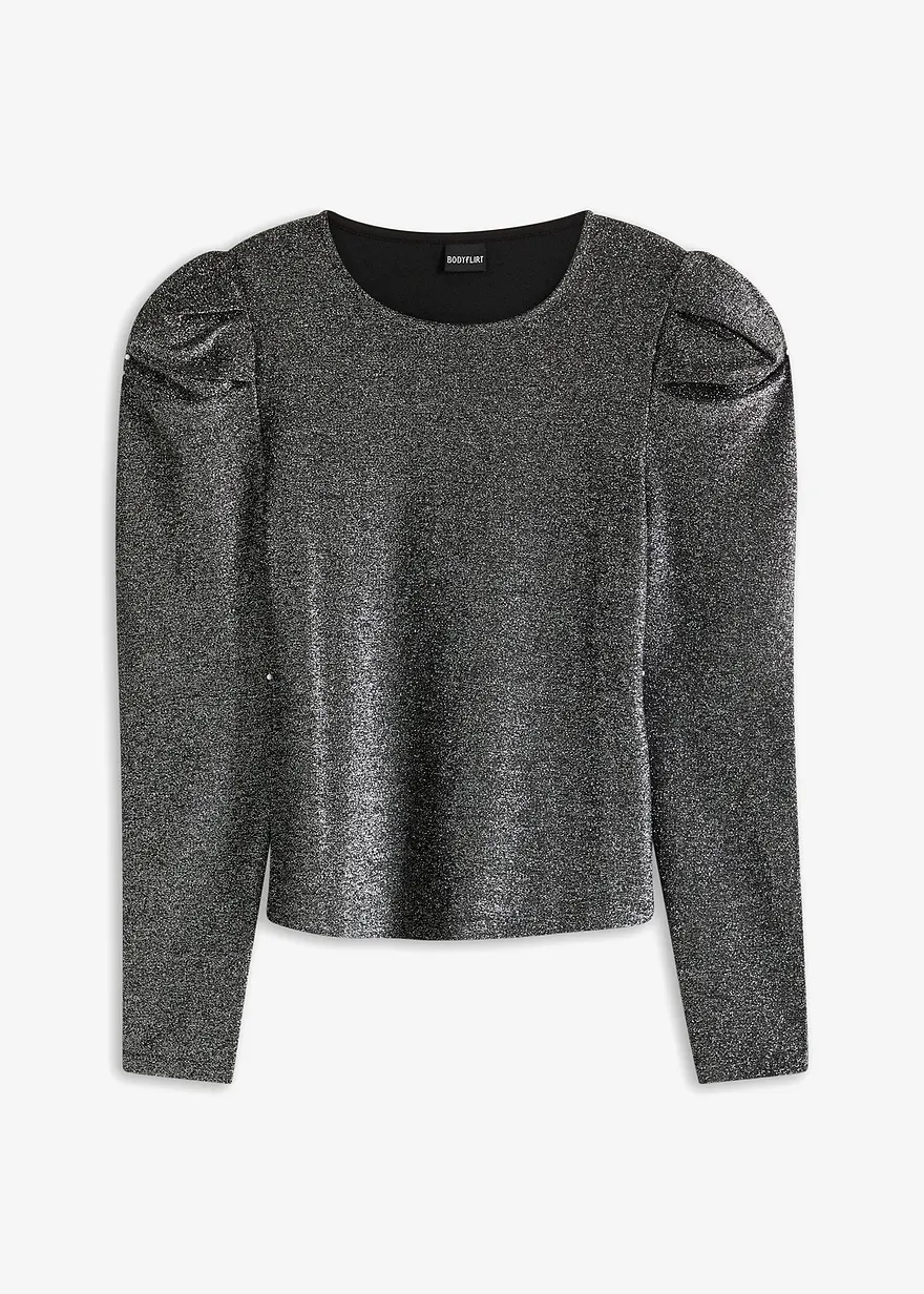 Glitzershirt mit Puffärmeln