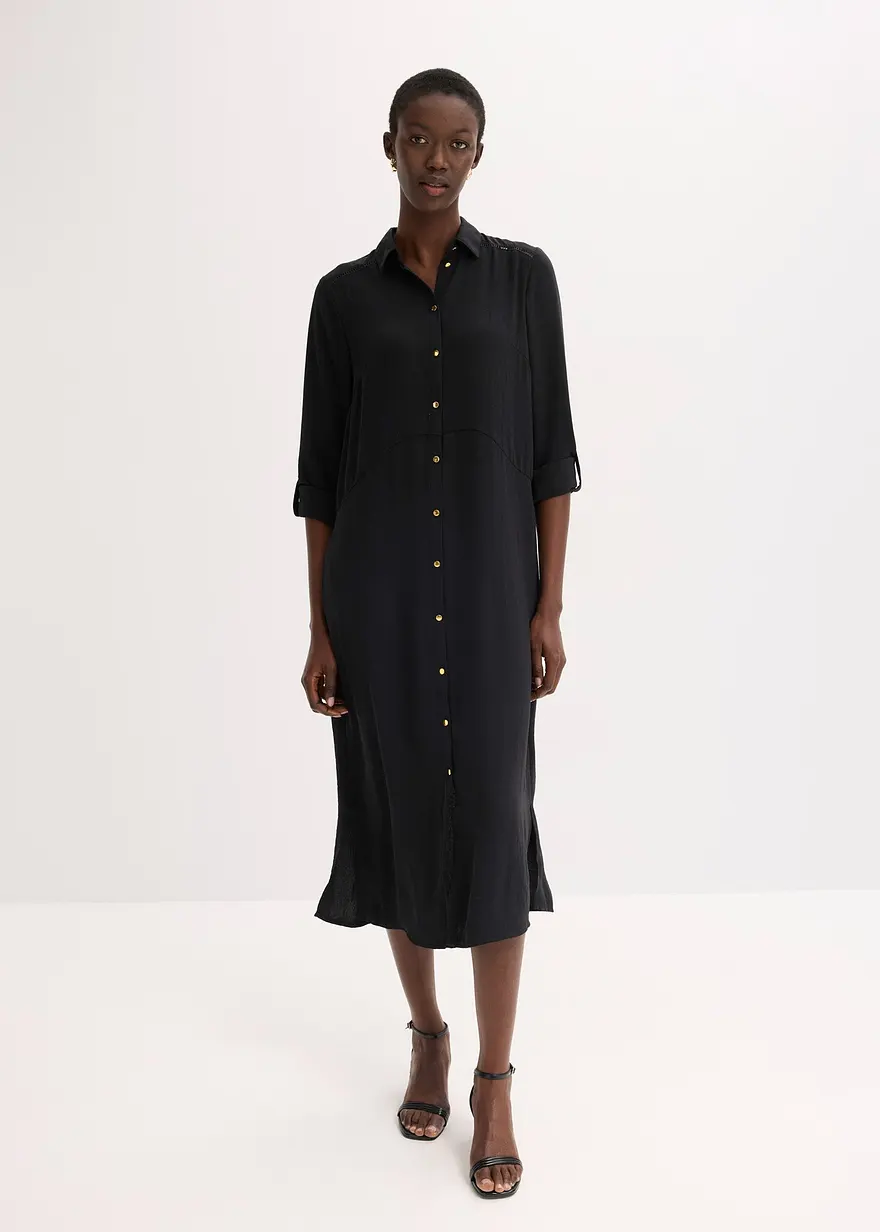 Hemdblusenkleid mit Leiterspitze