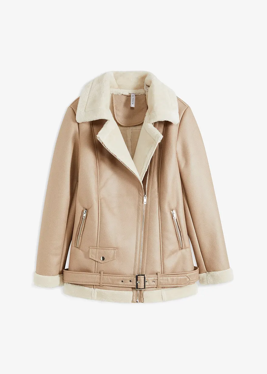 Biker-Jacke aus Lammfellimitat