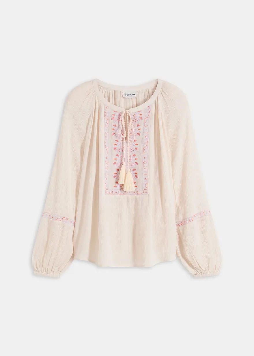 Oversized-Bluse mit Stickerei