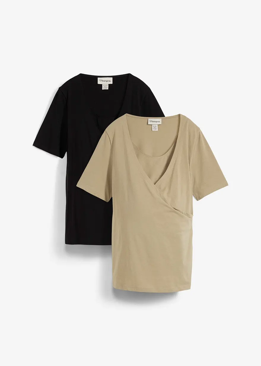 Umstands- und Stillshirts aus Bio-Baumwolle (2er Pack)