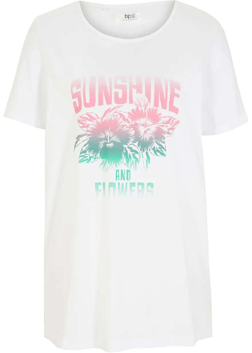 Baumwoll-Shirt mit Druck, Kurzarm