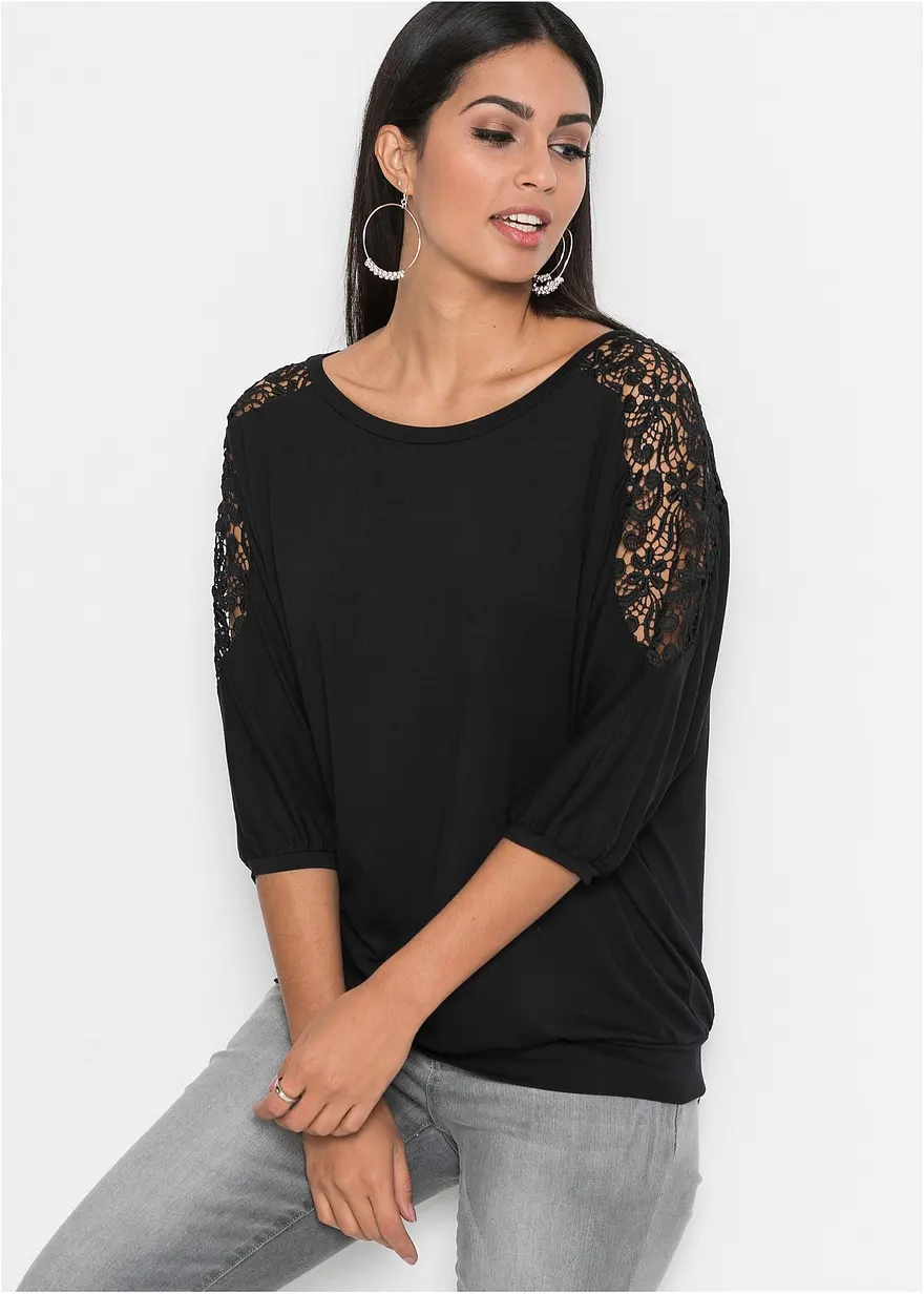 Oversize-Shirt mit Spitze