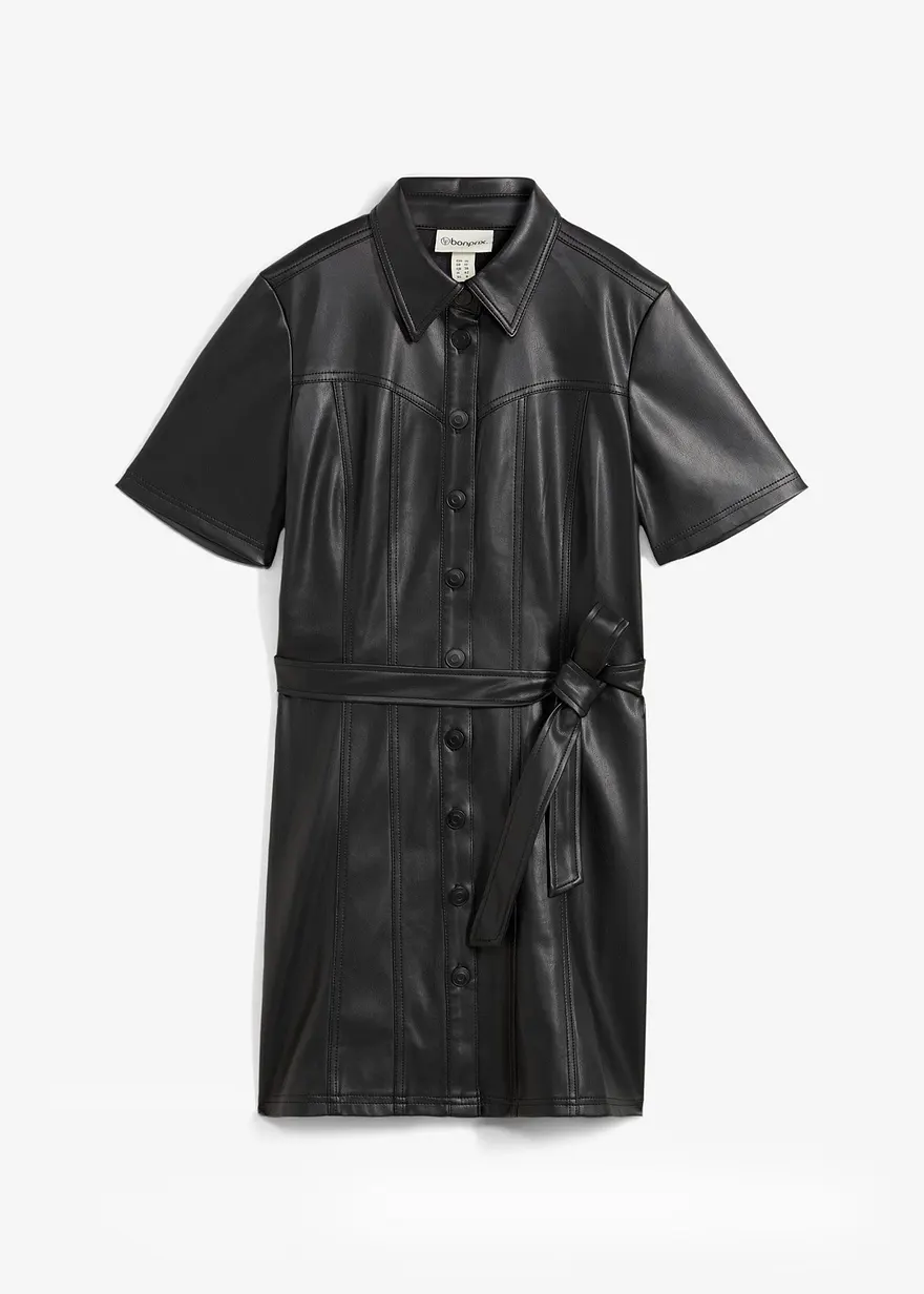 Figurbetontes Lederimitat-Kleid