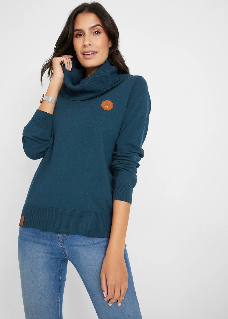 Feinstrickpullover mit weitem Kragen