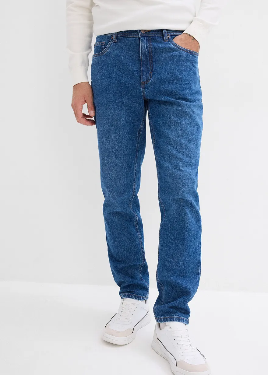 Classic Fit Stretch-Jeans mit seitlichem Dehnbund, Straight