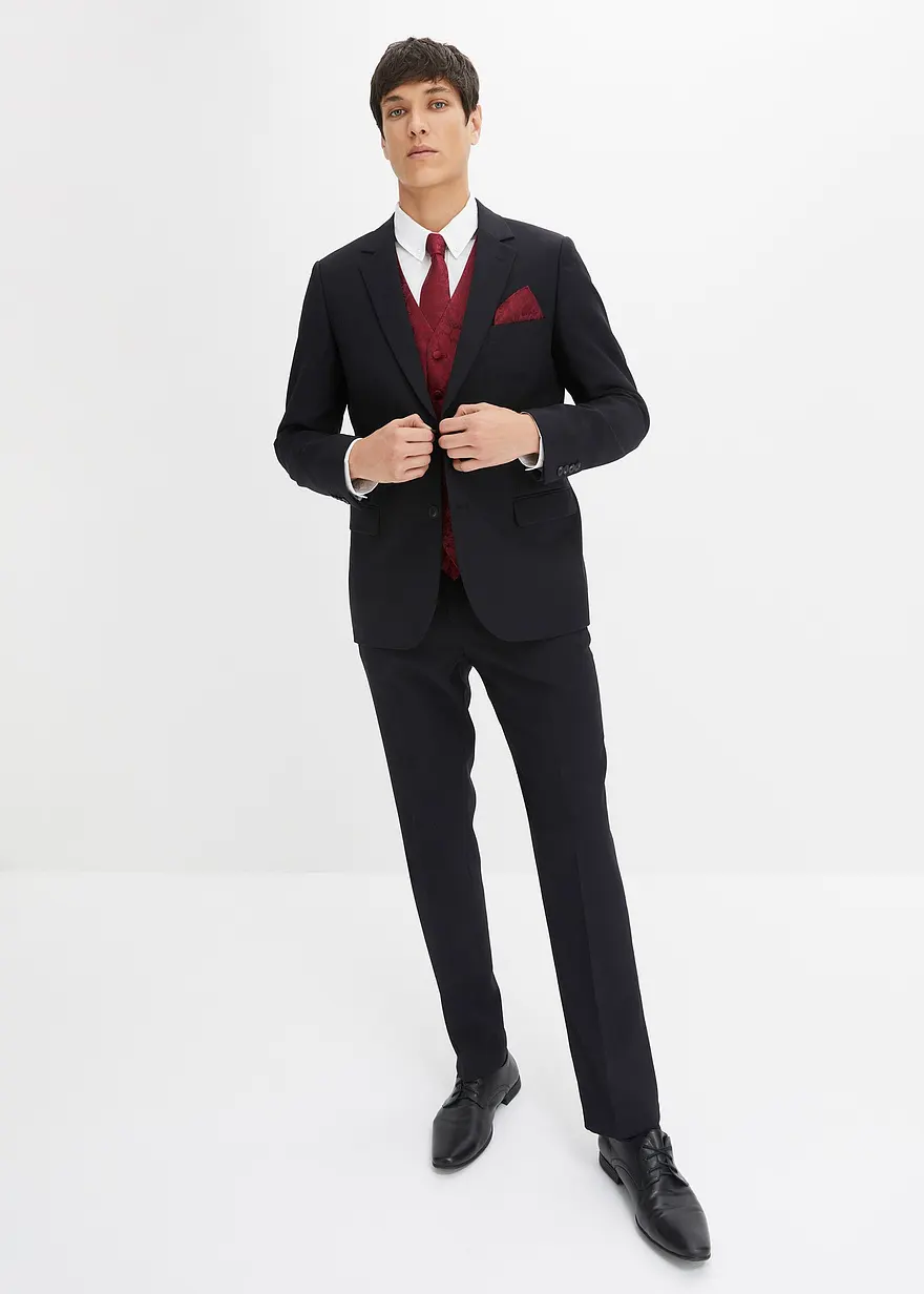 Hochzeitsanzug mit Weste und Krawatte (5-tlg.Set), Slim Fit