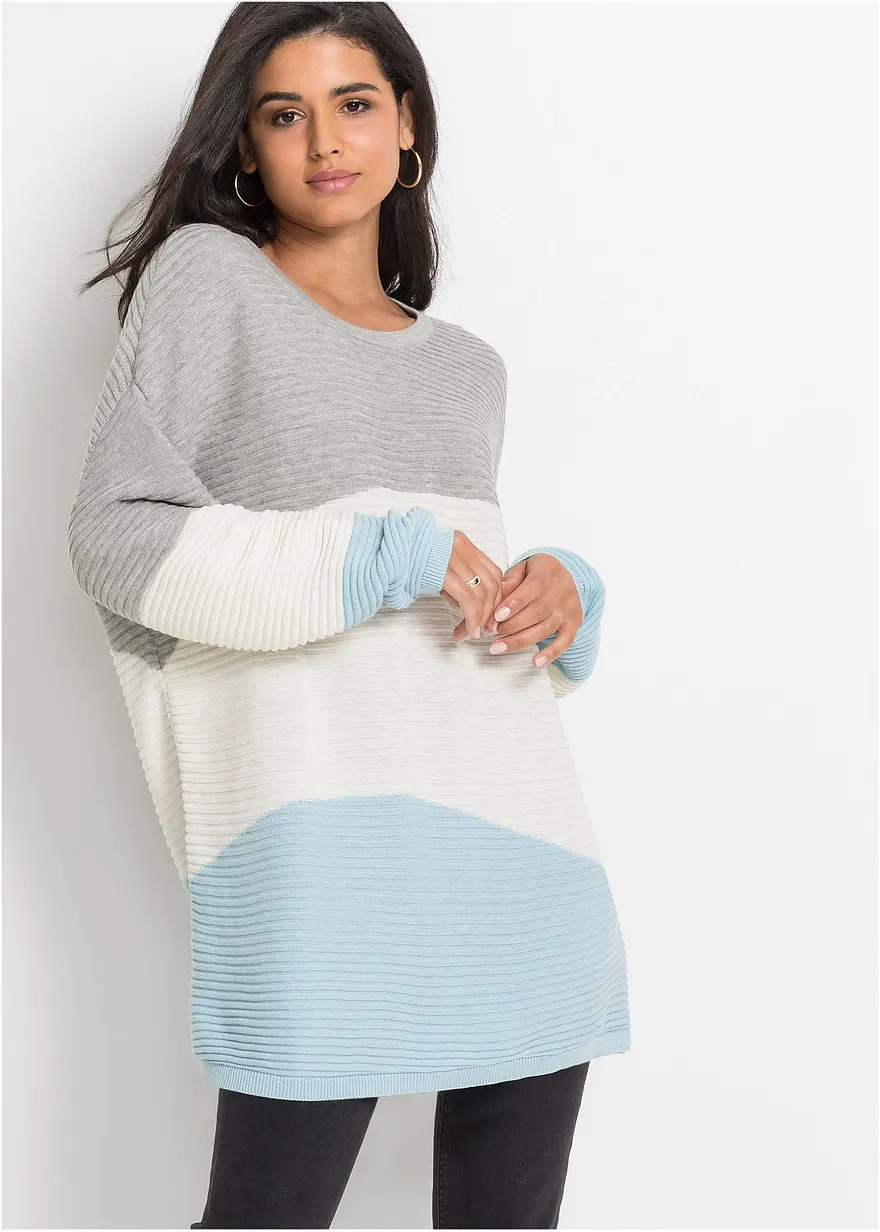 Longpullover mit Rippmuster