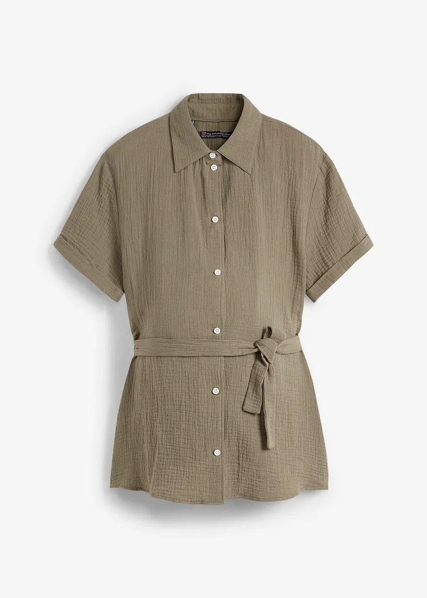 2-in-1 Umstands- und Stillbluse aus reinem Baumwoll-Musselin