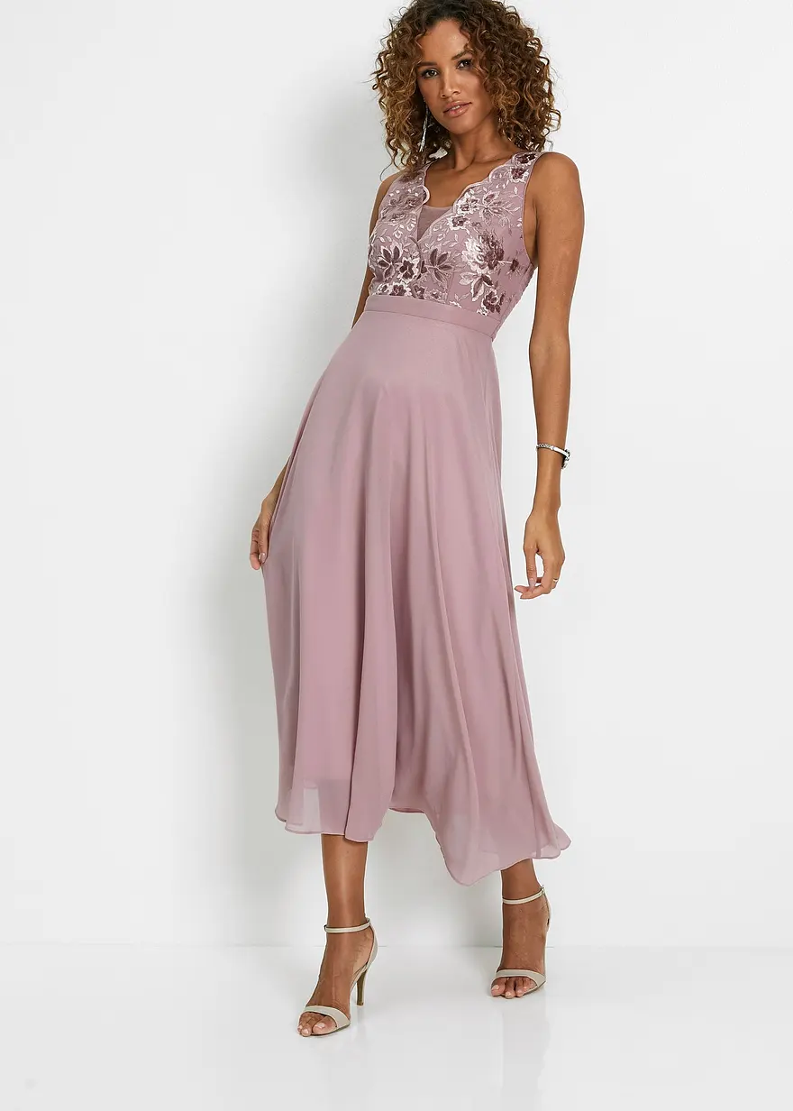 Maxikleid mit Paillettenstickerei