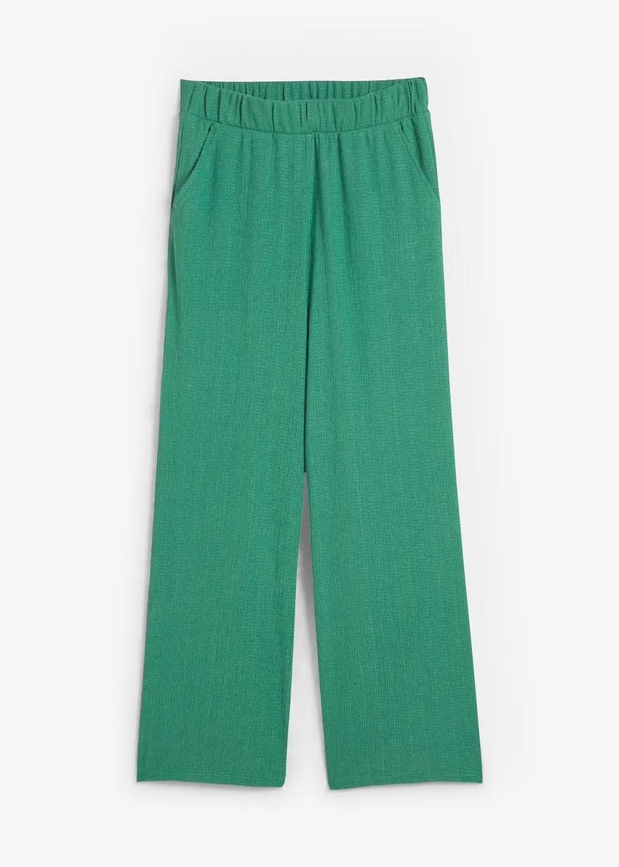 Weite Hose aus Strukturjersey, High-Waist