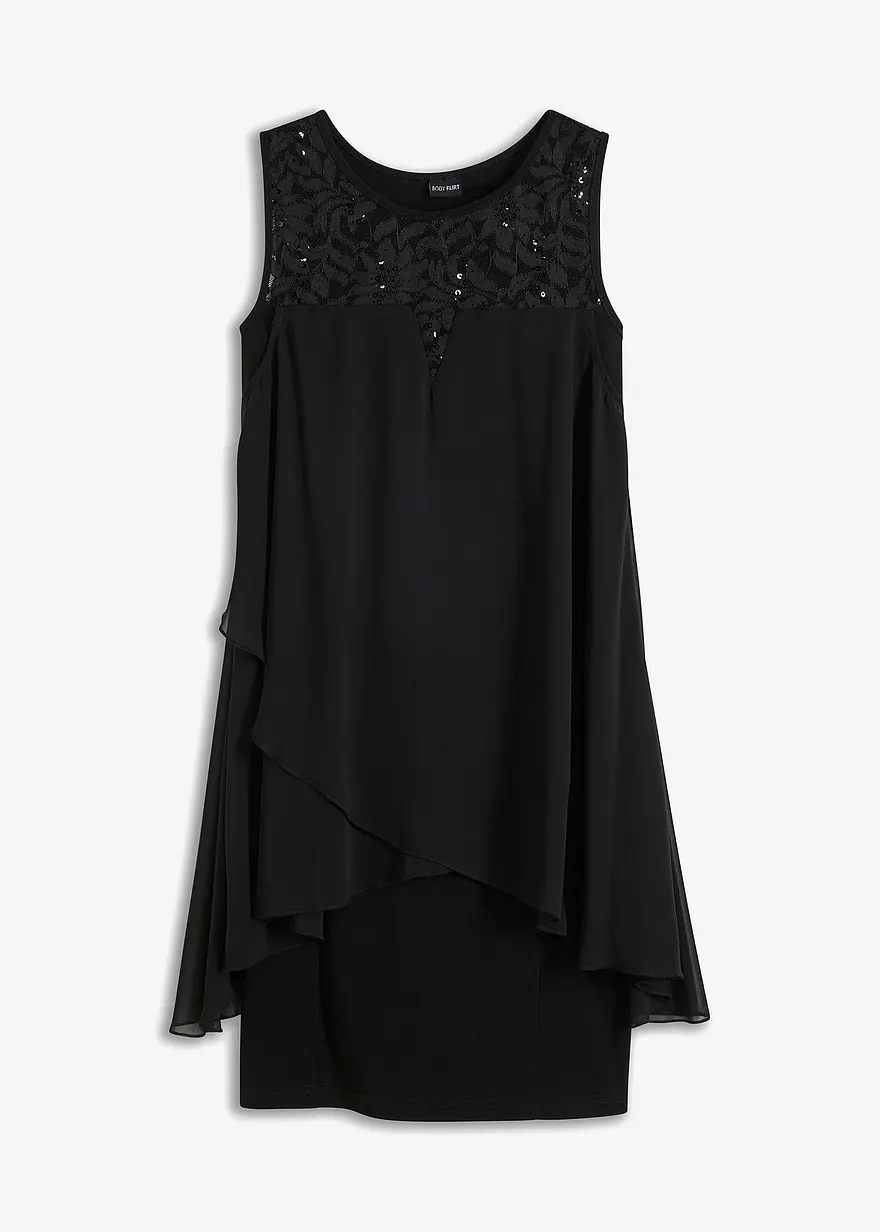 Jerseykleid mit Chiffon