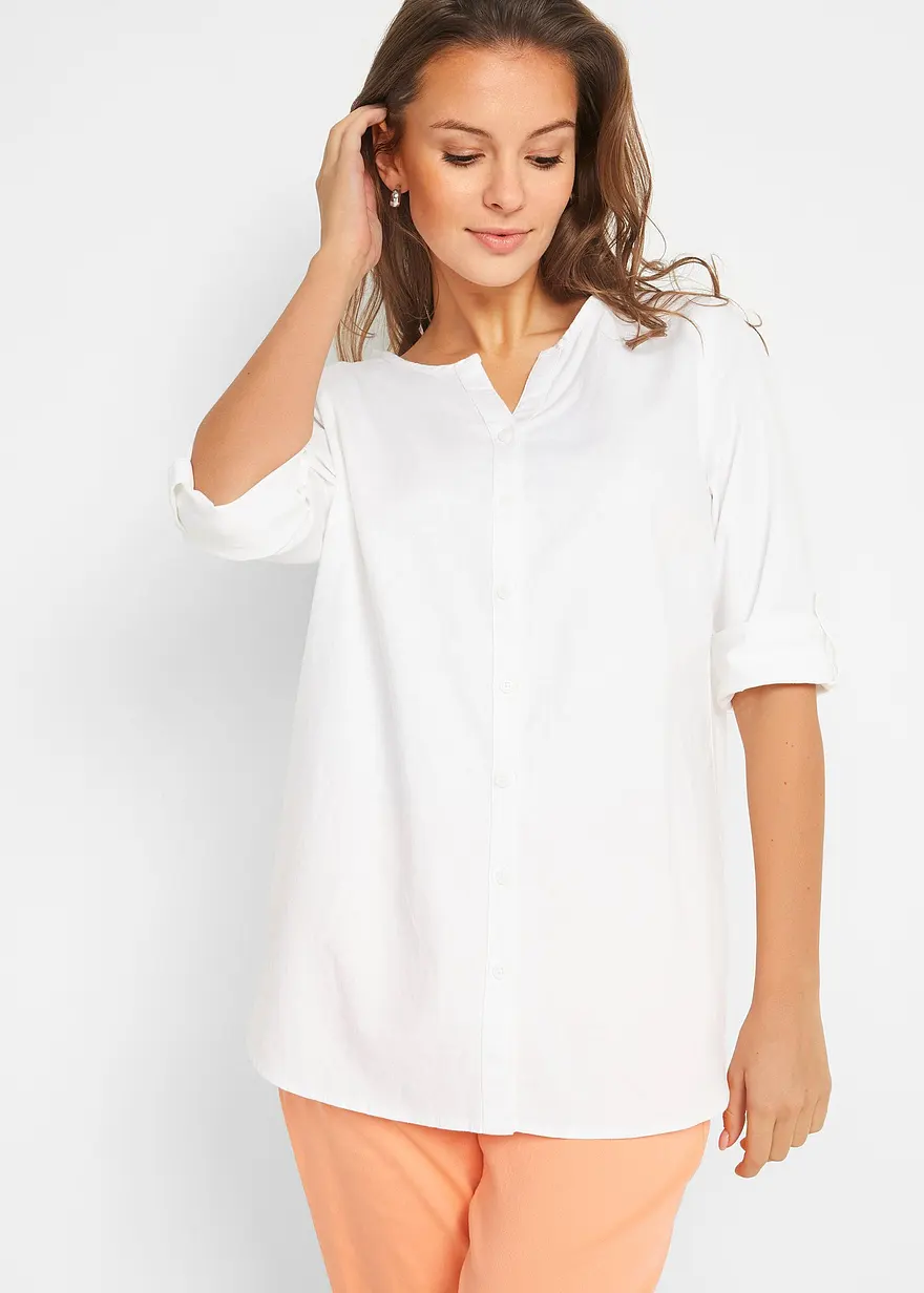 Bluse mit Leinen, 3/4 Arm