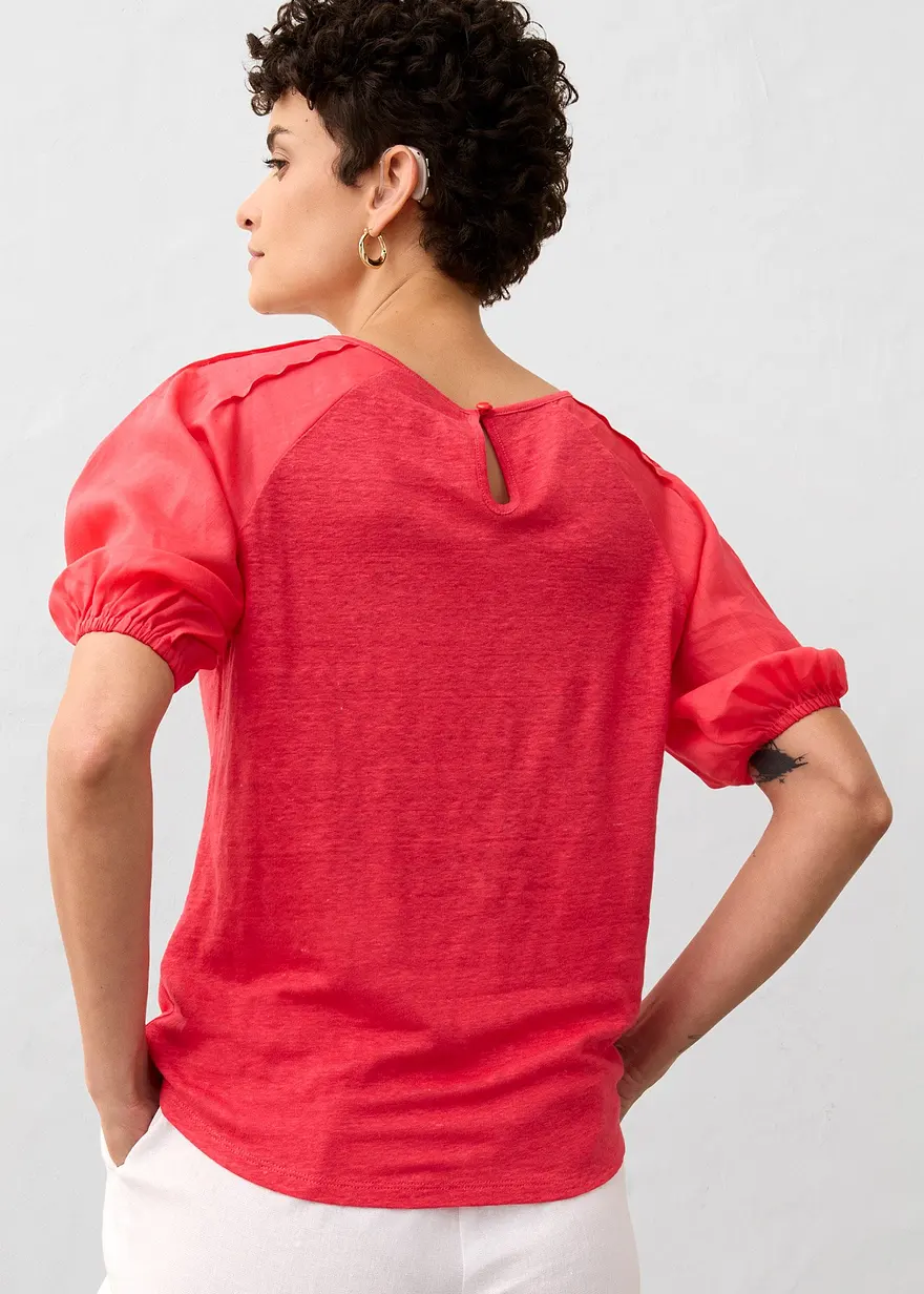 Leinen-Shirt mit Ballonärmeln