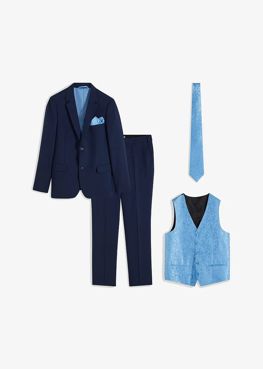 Hochzeitsanzug mit Weste und Krawatte (5-tlg.Set), Slim Fit