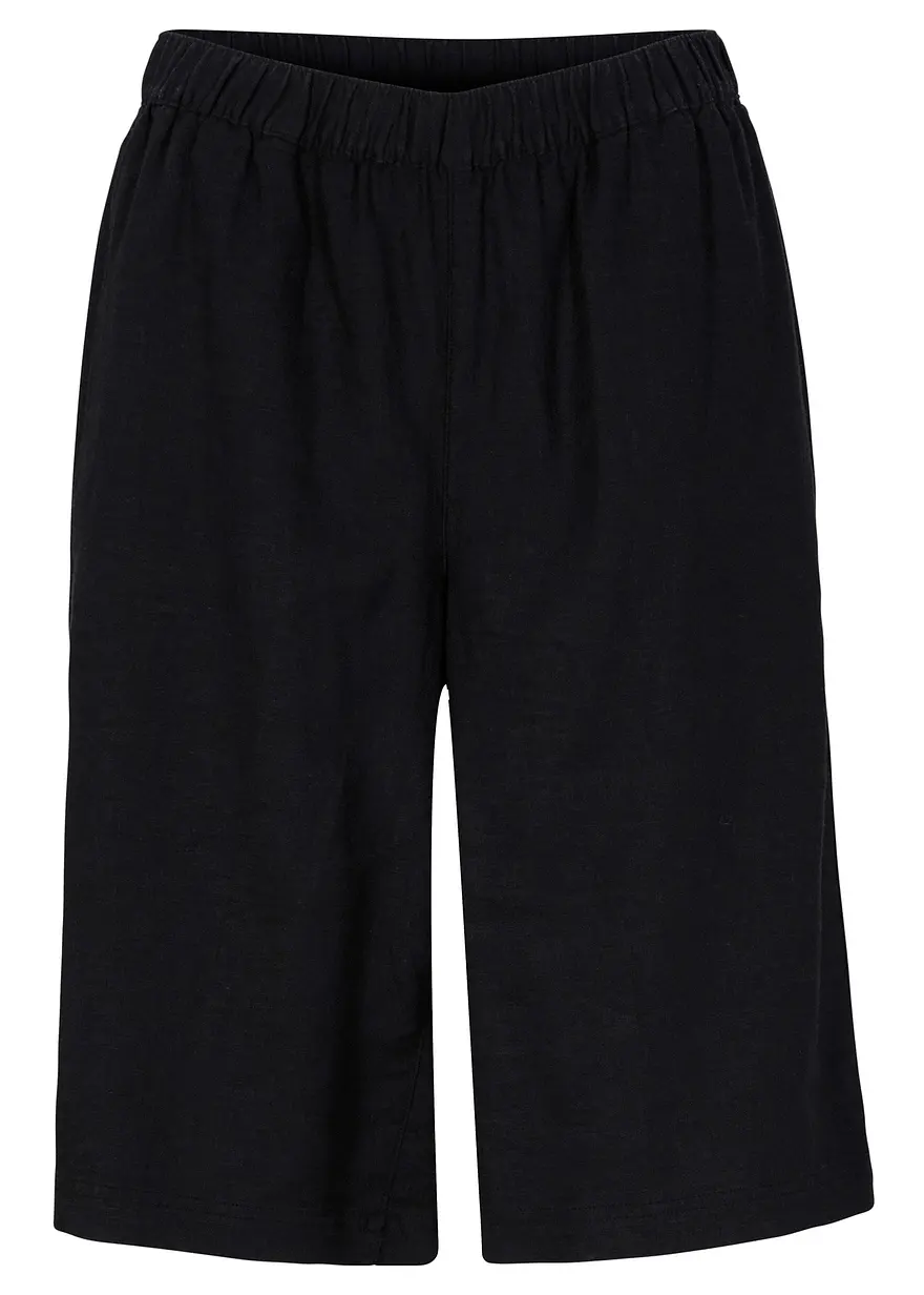 Bermudas aus Leinen-Viskose-Mix, High-Waist