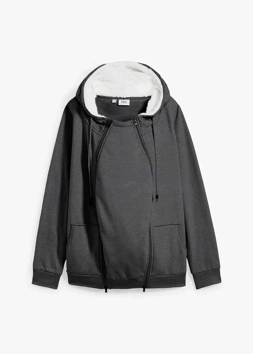 Umstands-Sweatjacke mit Baby-Einsatz und flauschiger Innenseite